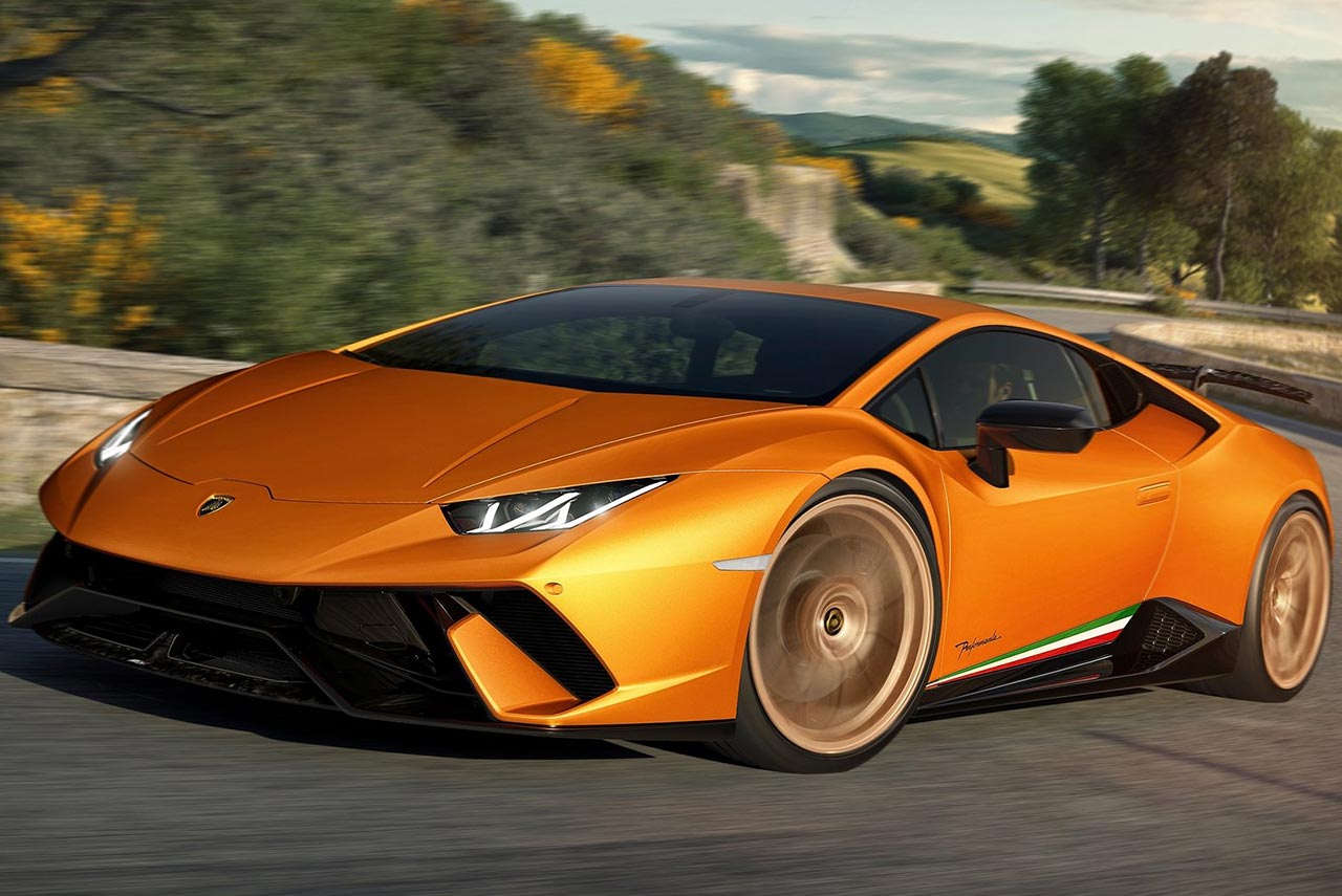 Lamborghini Huracan Performante Arancio Anthaeus front left quarter