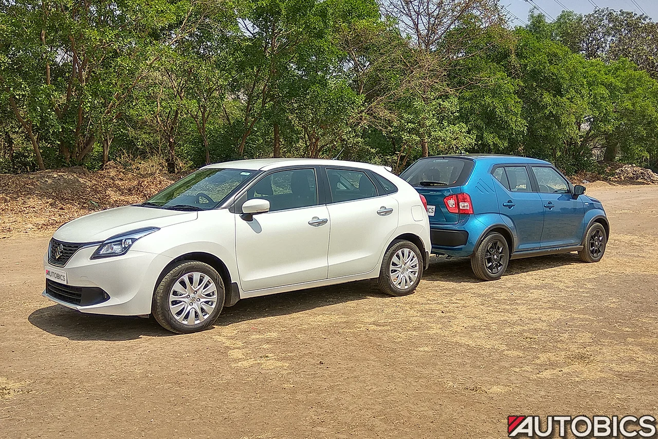 maruti suzuki baleno vs maruti ignis front left