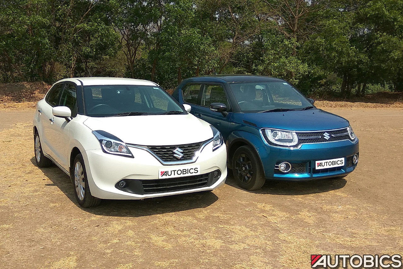 maruti suzuki baleno vs maruti ignis front left