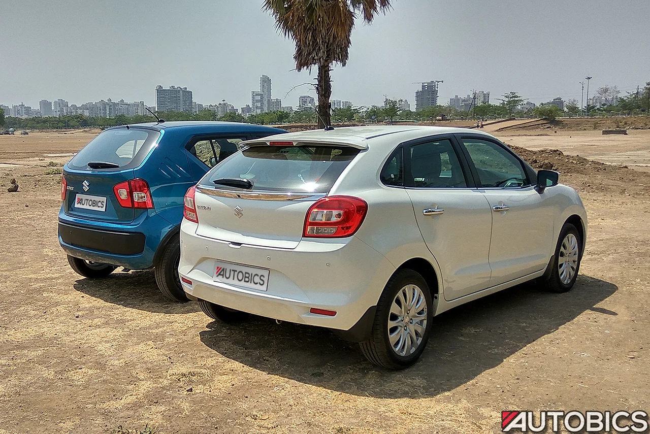 maruti suzuki baleno vs maruti ignis rear quarter