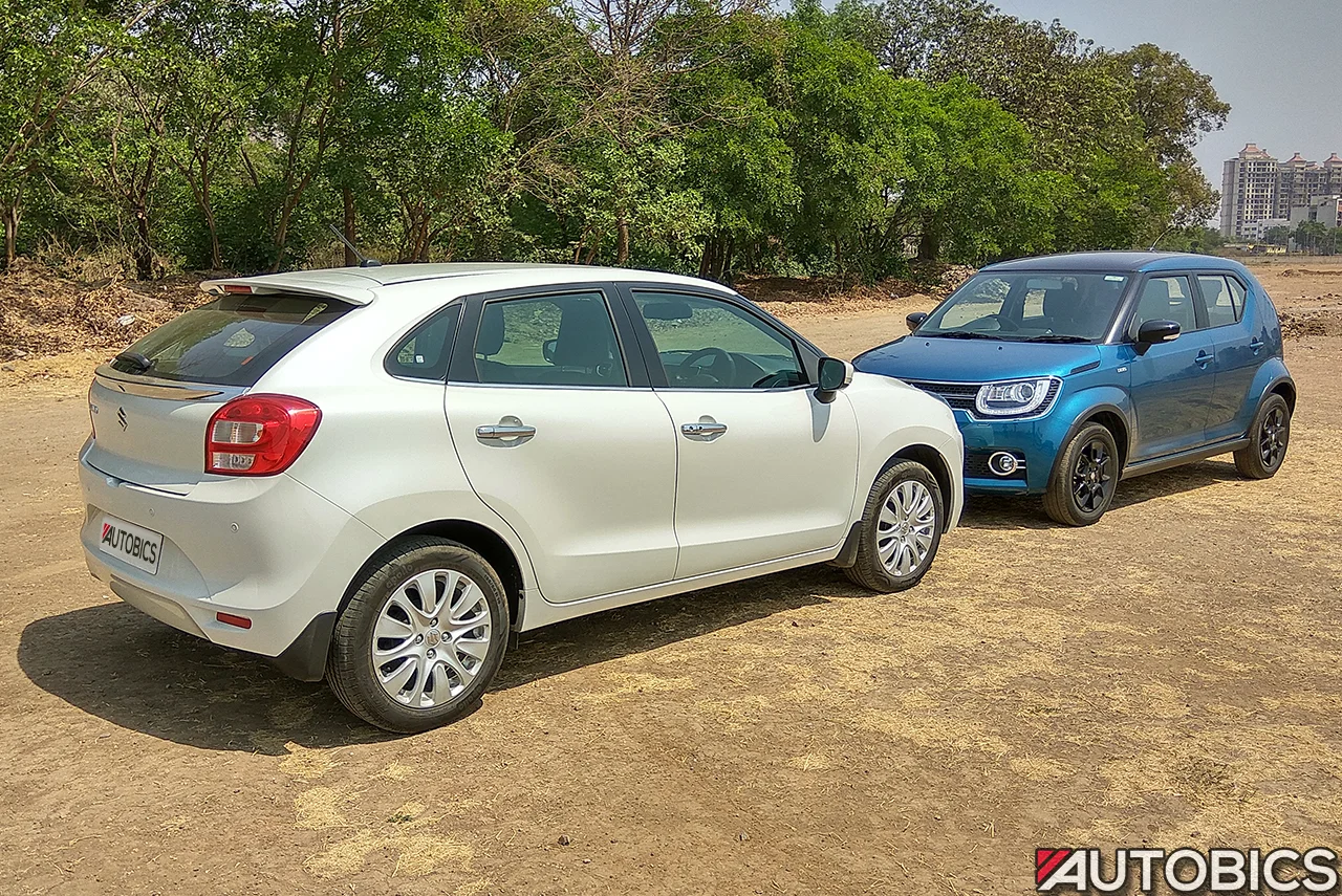 maruti suzuki baleno vs maruti ignis front left