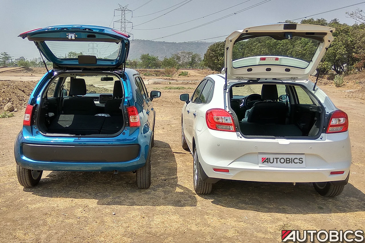 maruti suzuki ignis vs maruti baleno boot space