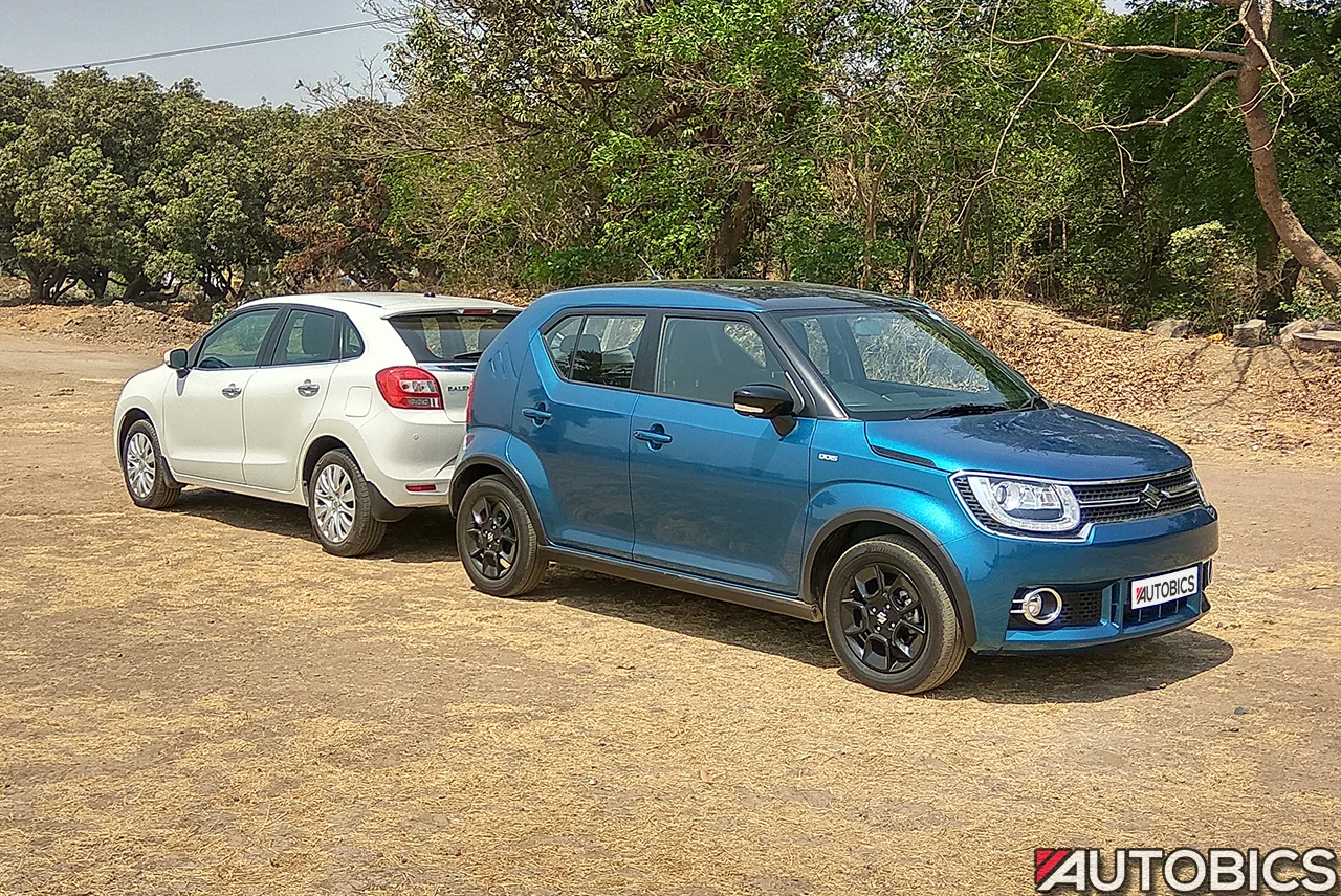 maruti suzuki baleno vs maruti ignis front left