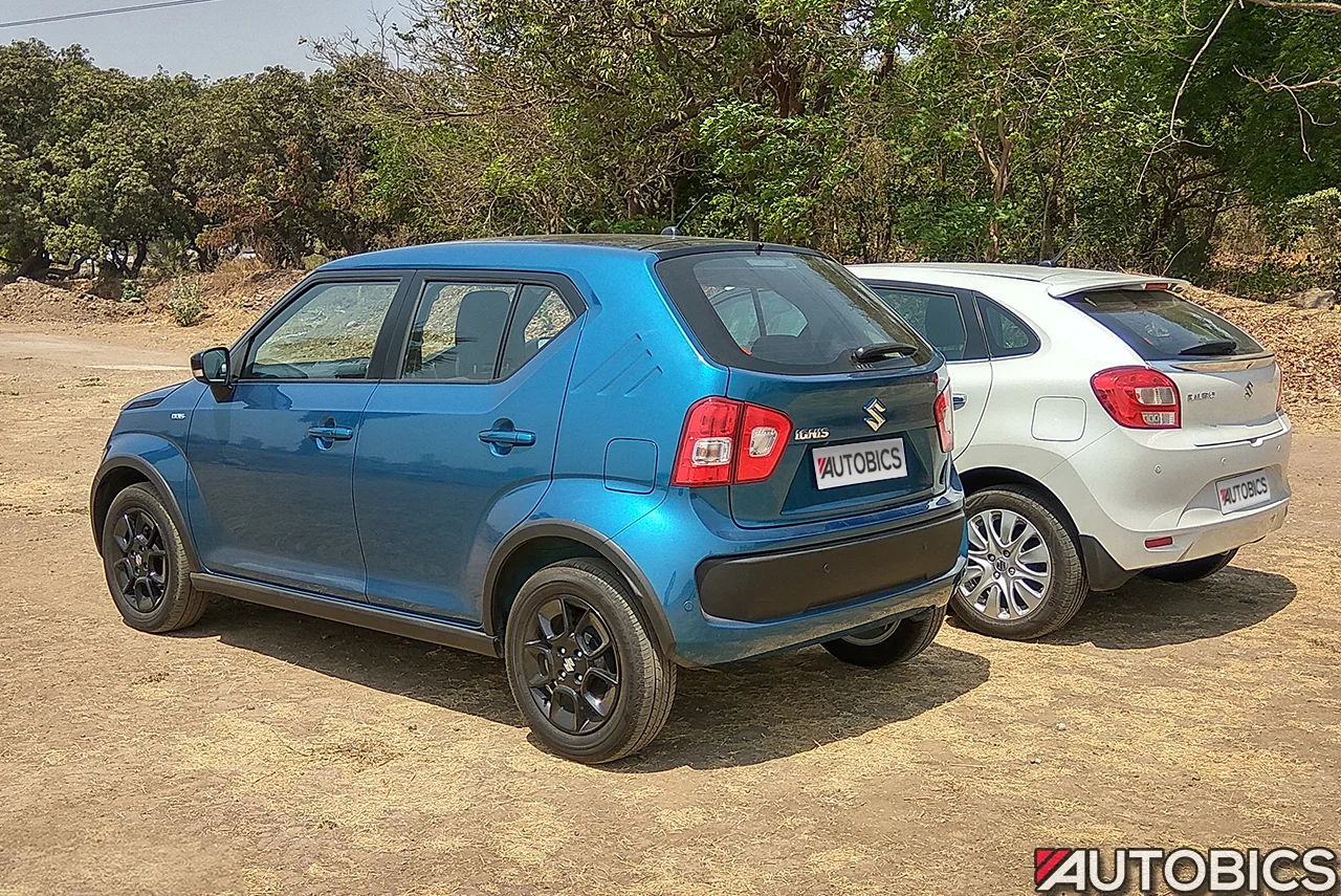 maruti suzuki baleno vs maruti ignis front left