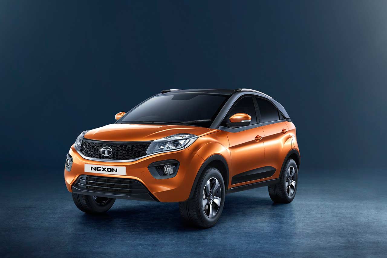 Tata Nexon AMT Etna Orange colour with Sonic Silver roof 2018