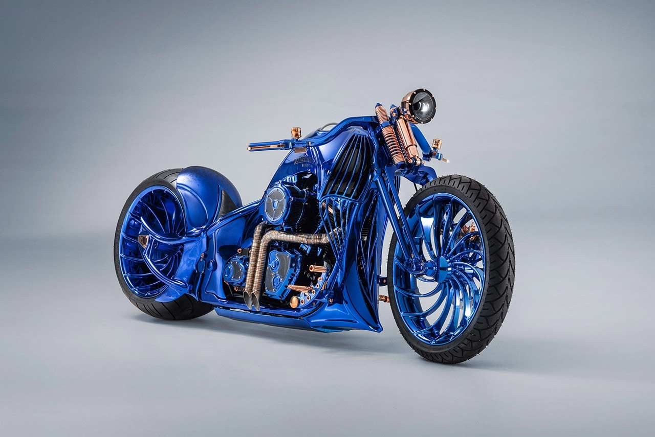 Bucherer Harley-Davidson Blue Edition Custom Motorcycle Front Quarter 2018