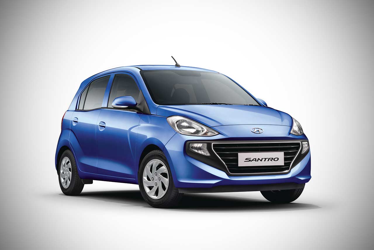 New Hyundai Santro Marina Blue Front Quarter
