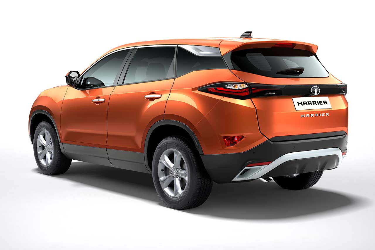 Tata Harrier Orange Rear Quarter 2018