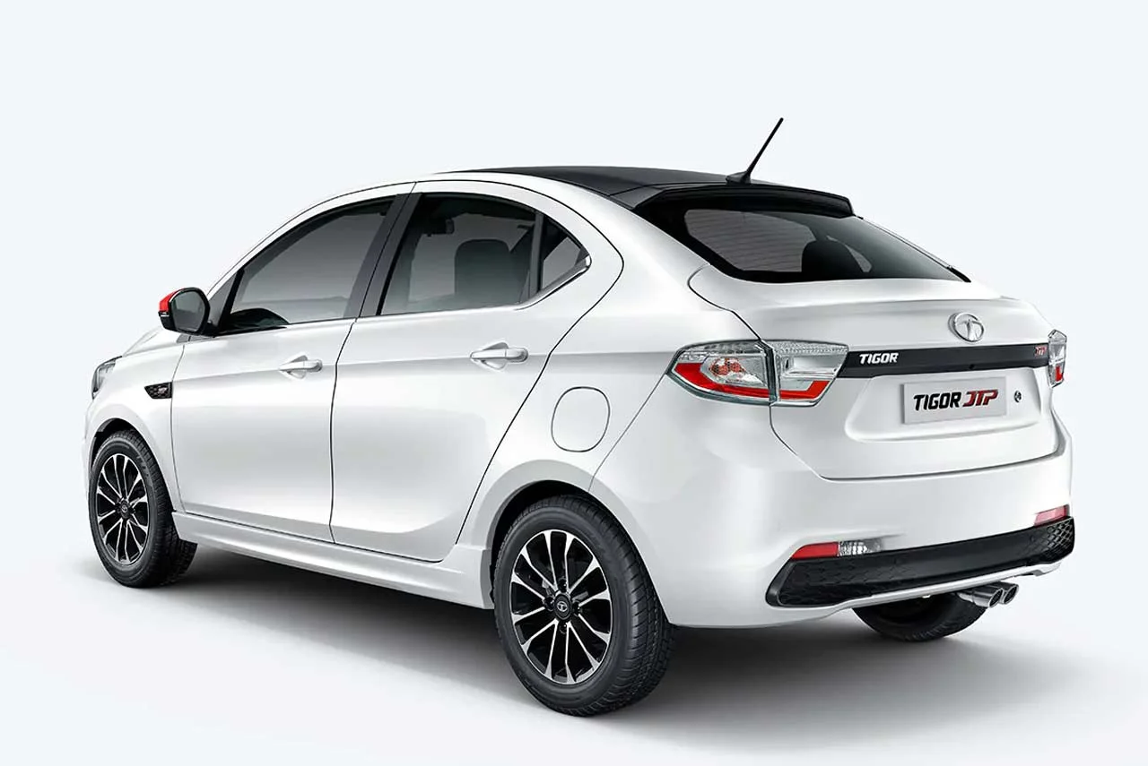 Tata Tigor JTP White Rear Quarter 2018
