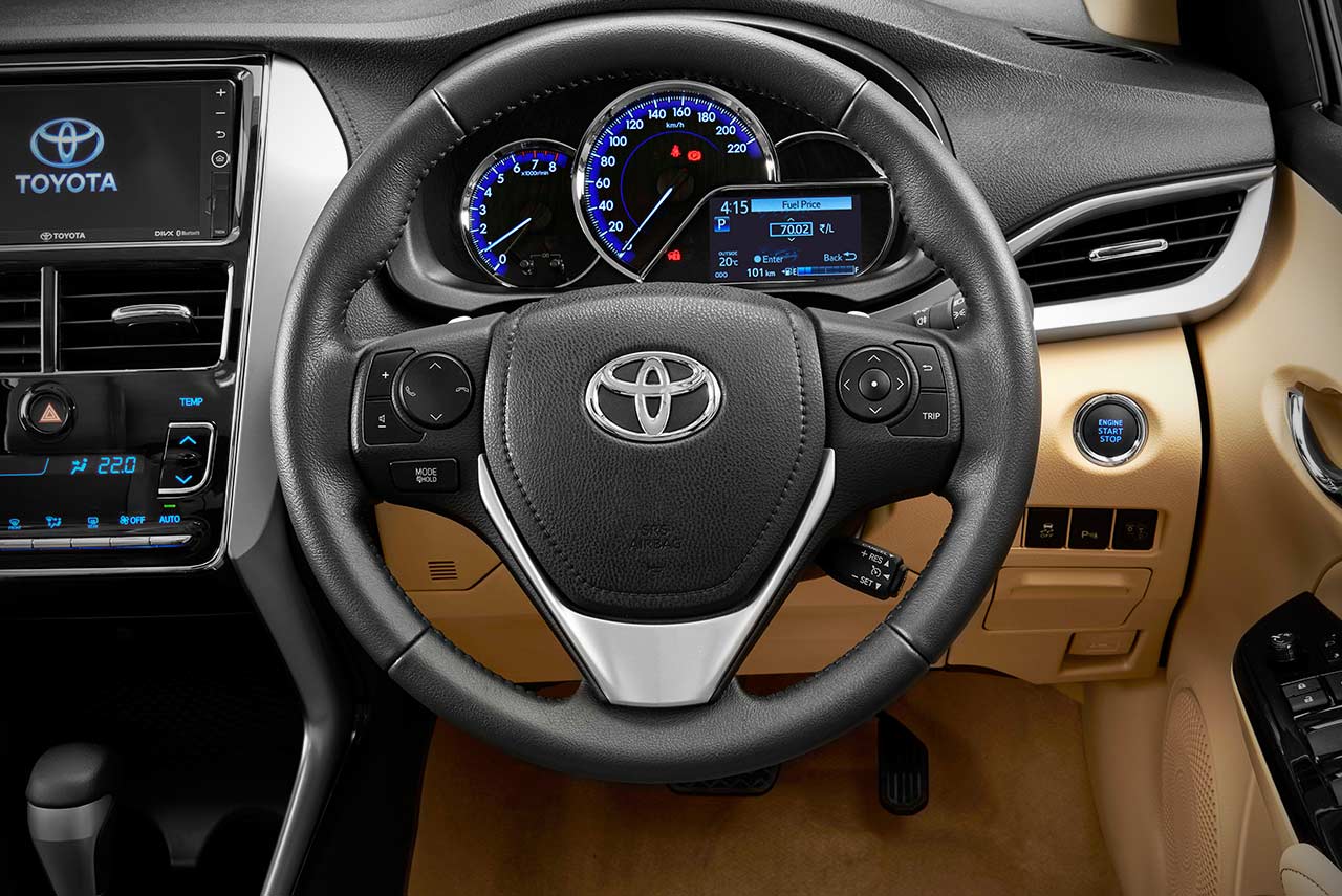 2019 Toyota Yaris Leather Wrapped Steering Wheel