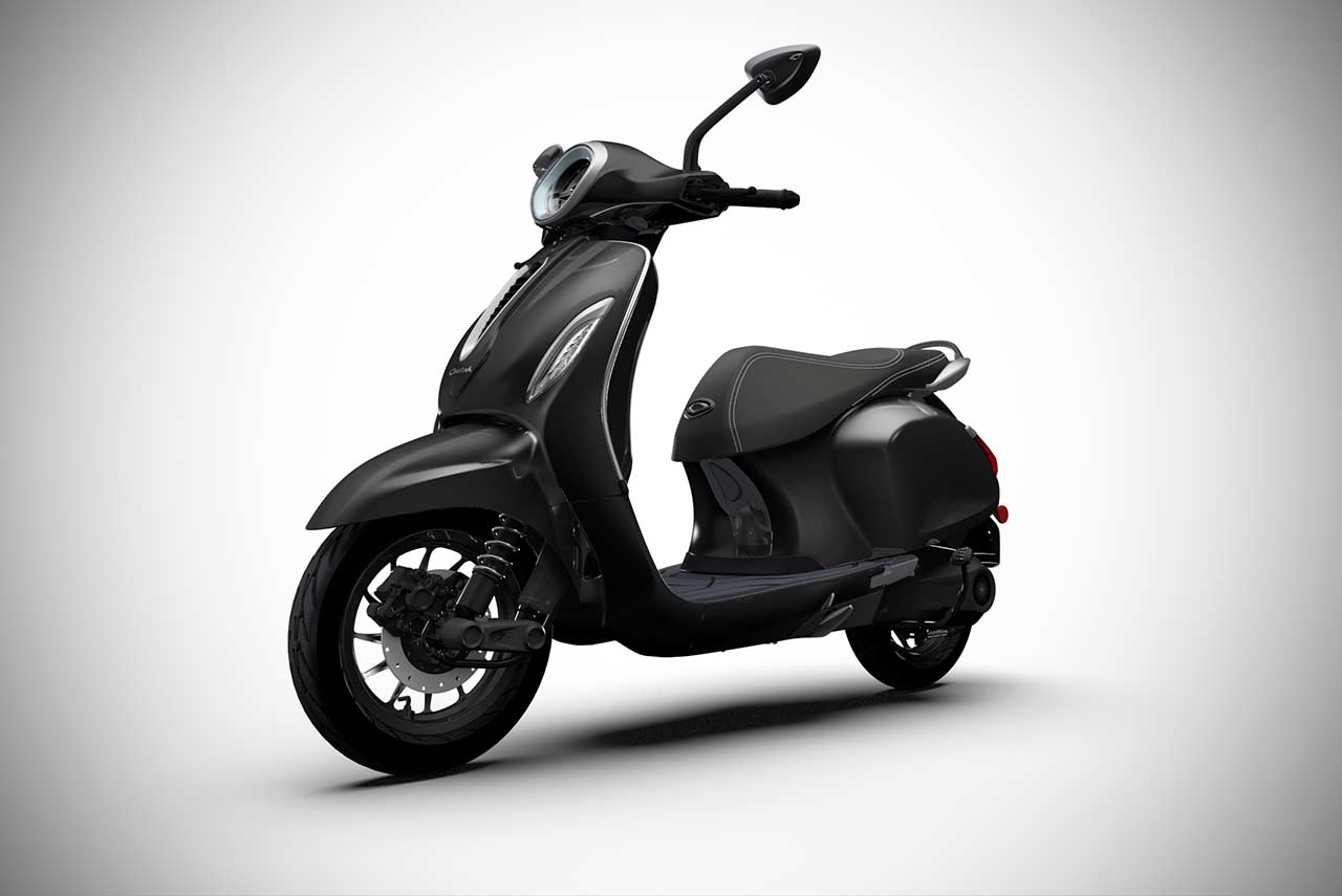 Bajaj Chetak Brooklyn Black Front Quarter View 2020