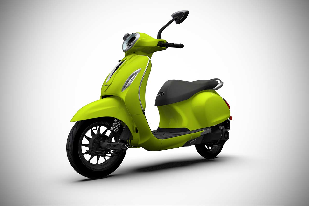 Bajaj Chetak Citrus Rush Front Quarter View 2020