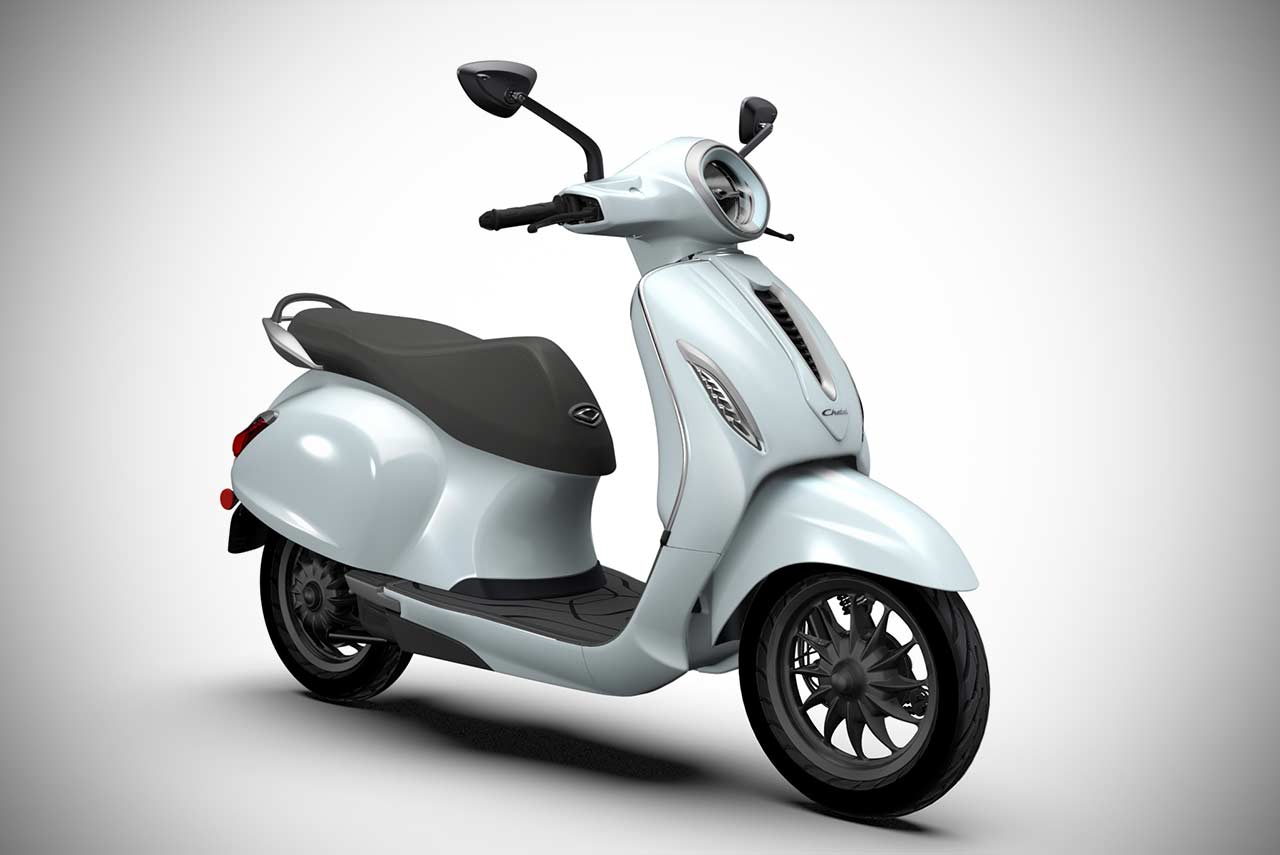 Bajaj Chetak Cyber White Front Quarter 2020