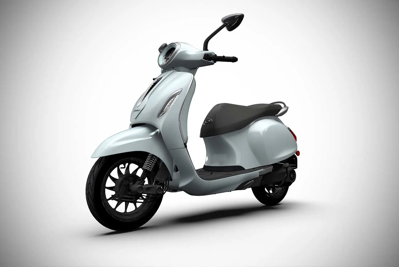 Bajaj Chetak Cyber White Front Quarter View 2020