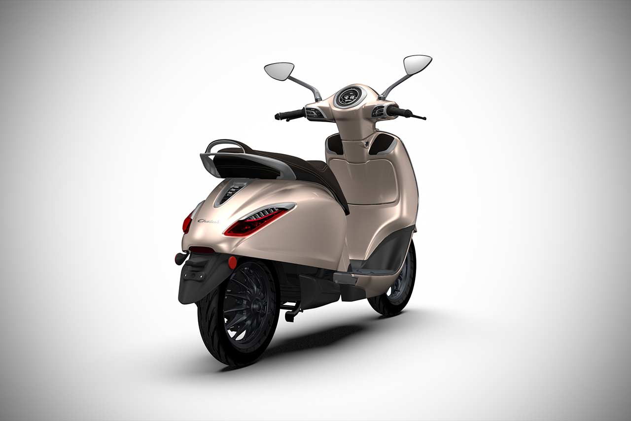 Bajaj Chetak Hazelnut Rear Quarter 2020