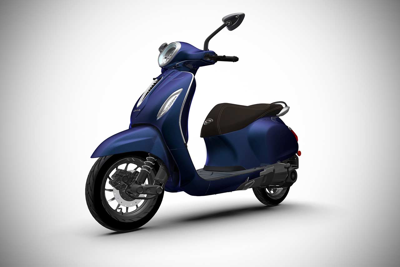 Bajaj Chetak Indigo Metallic Front Quarter View 2020