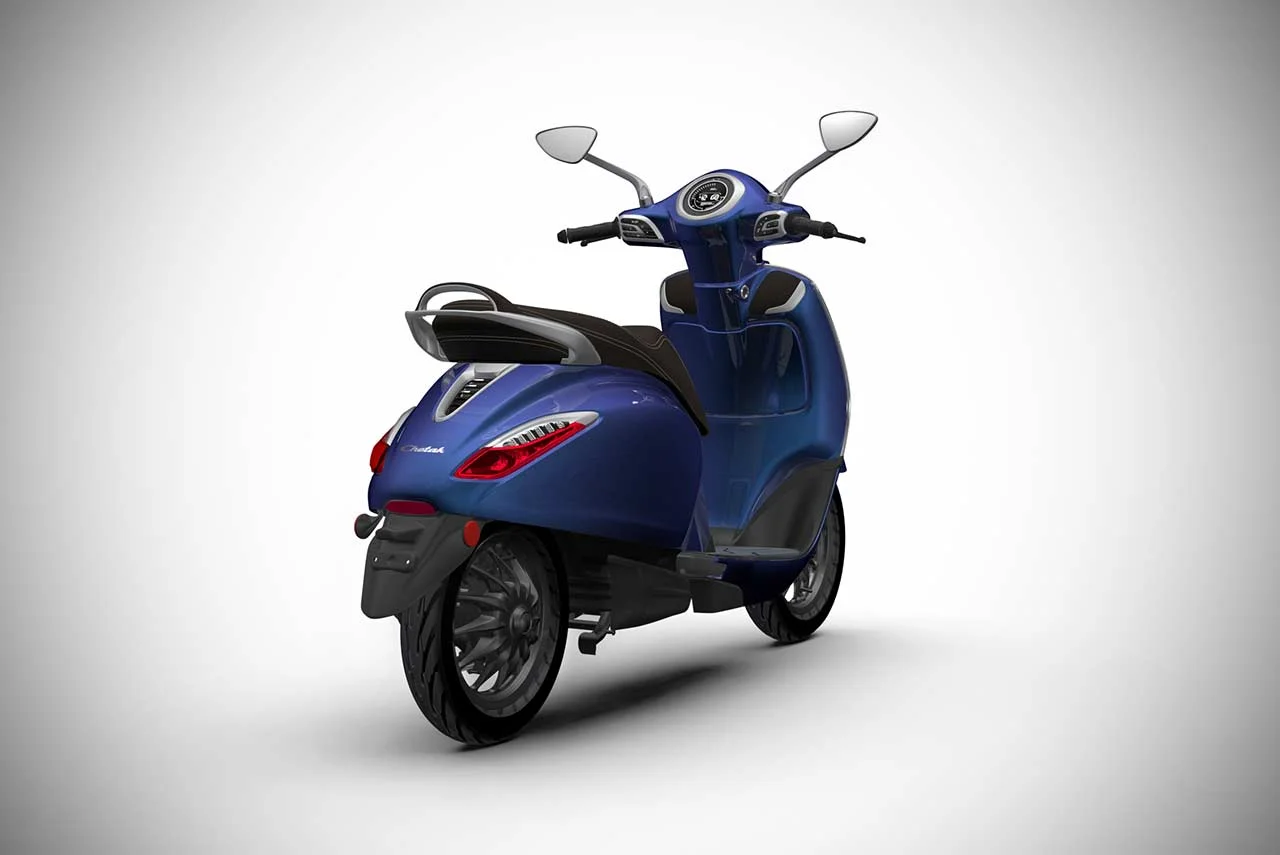 Bajaj Chetak Indigo Metallic Rear Quarter 2020