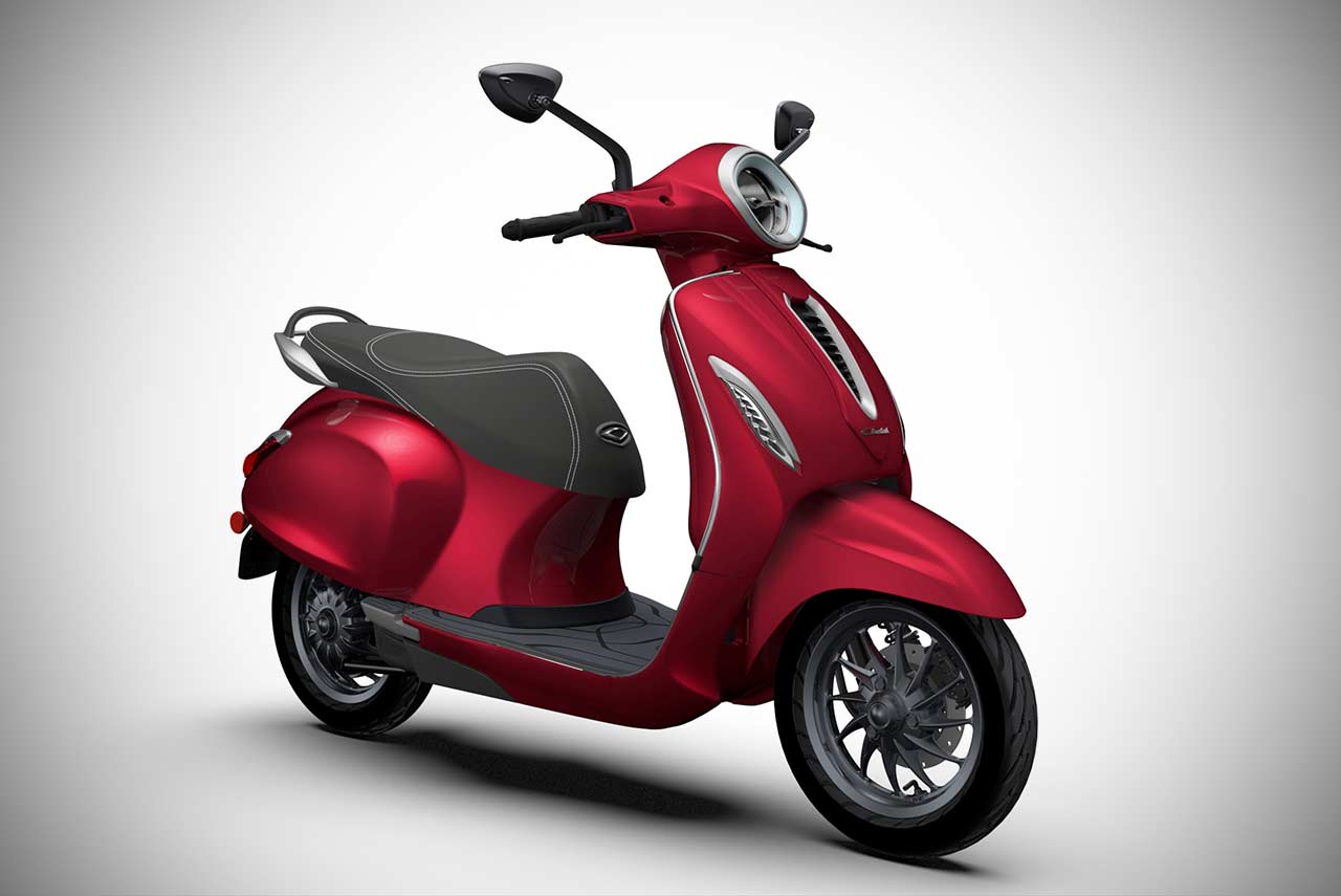 Bajaj Chetak Velluto Russo Front Quarter 2020