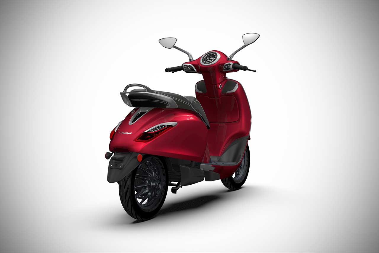 Bajaj Chetak Velluto Russo Rear Quarter 2020