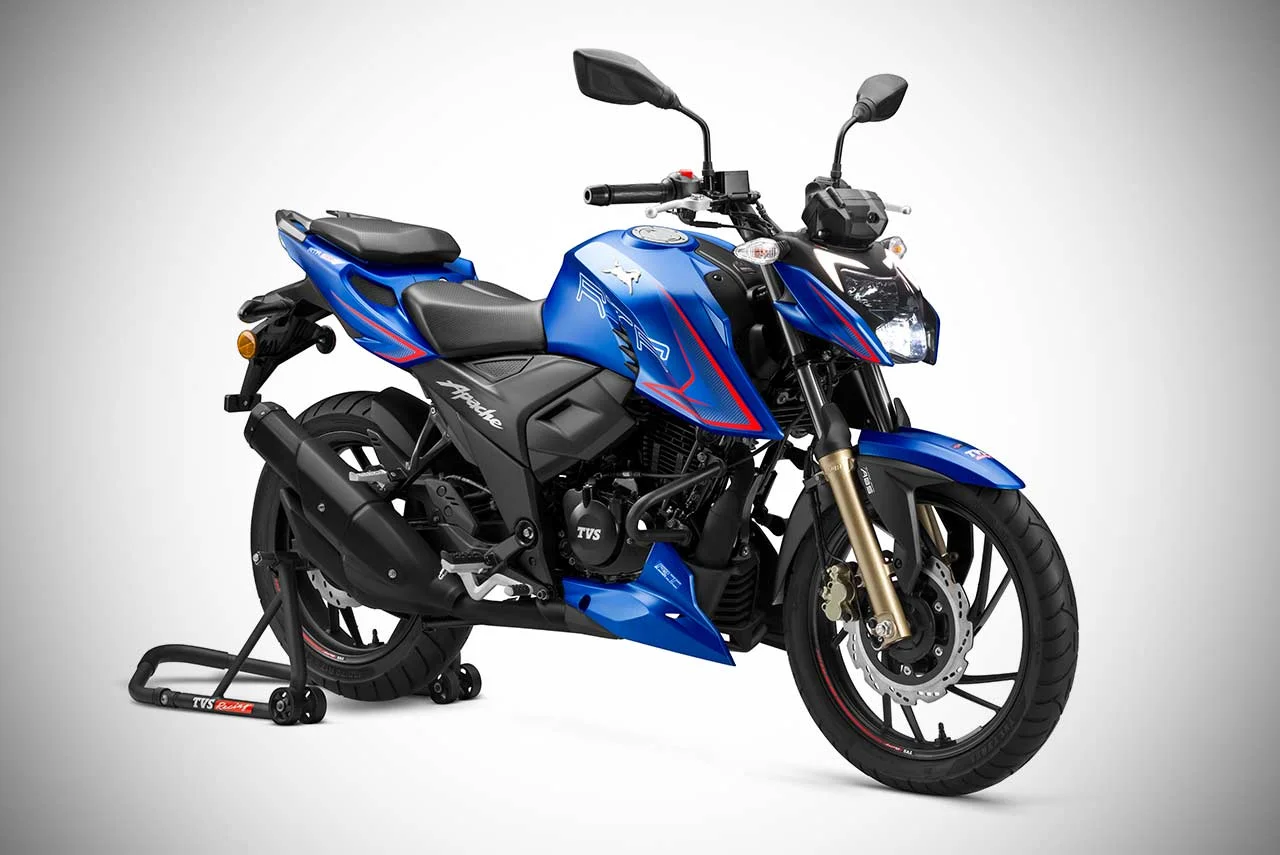 Matte Blue TVS Apache RTR 200 4V with Single-Channel ABS and Riding Modes 2021