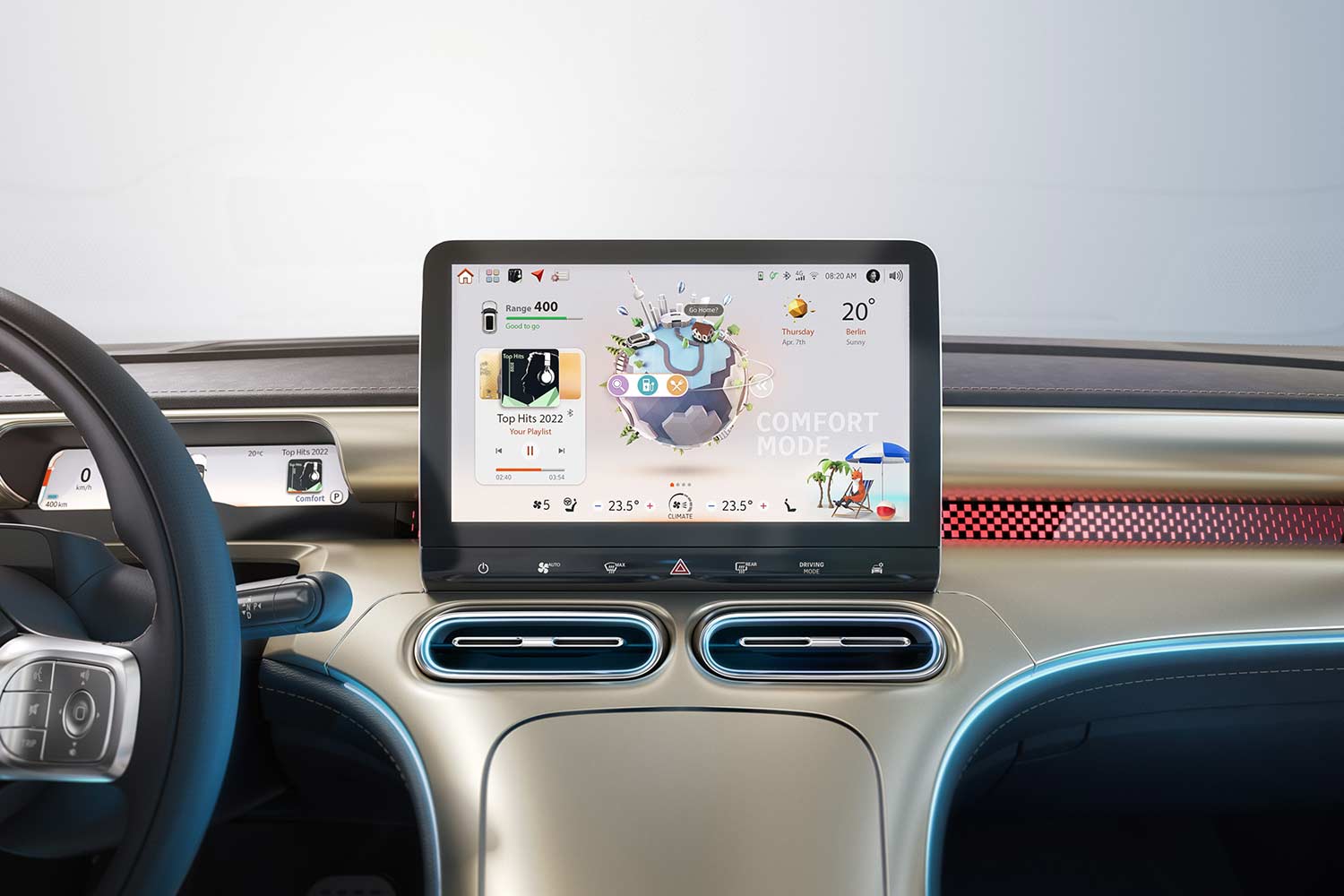 2023 Smart 1 Electric Car First Edition White Gold Infotainment Screen