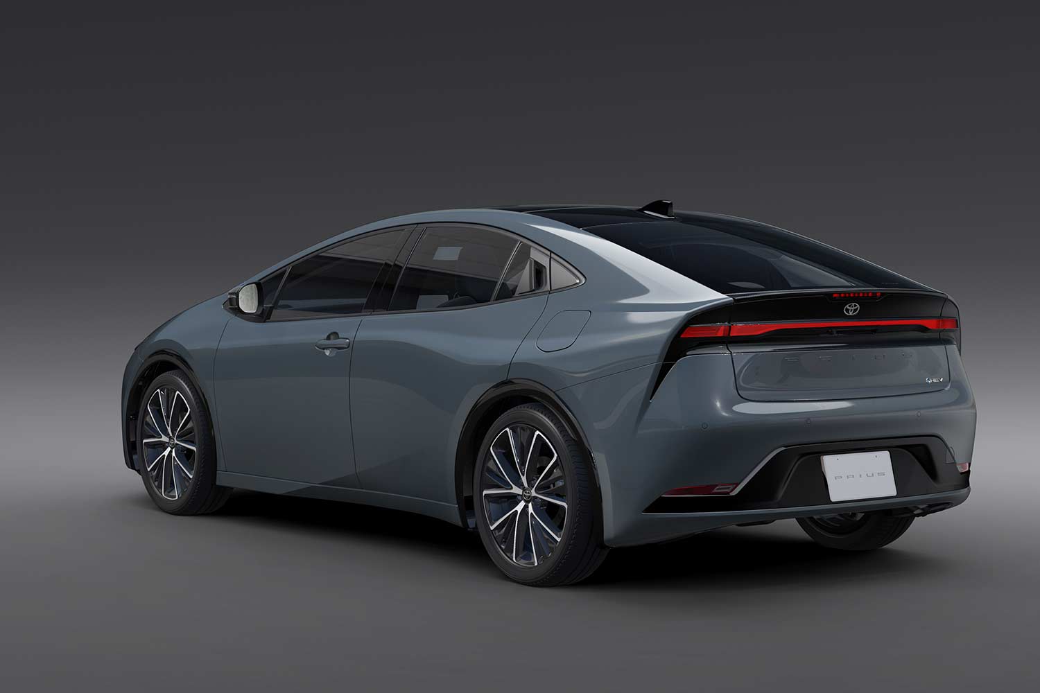 All New 2023 Toyota Prius HEV Grey Rear Quarter Left