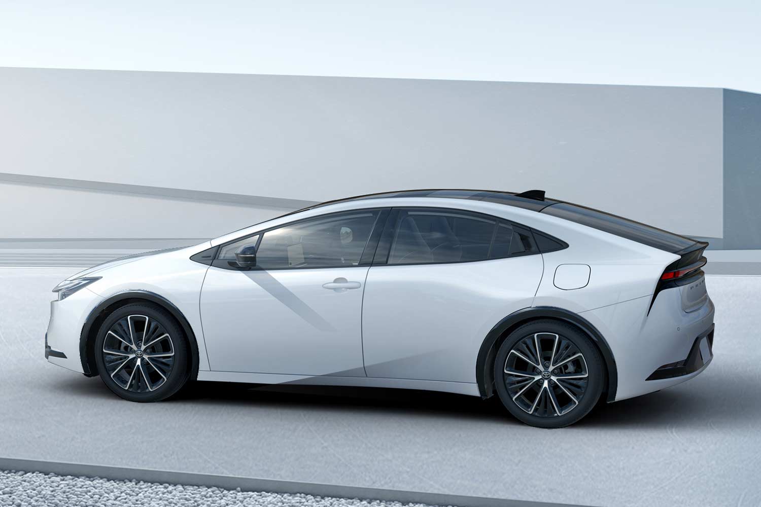 All New 2023 Toyota Prius HEV White Rear Quarter