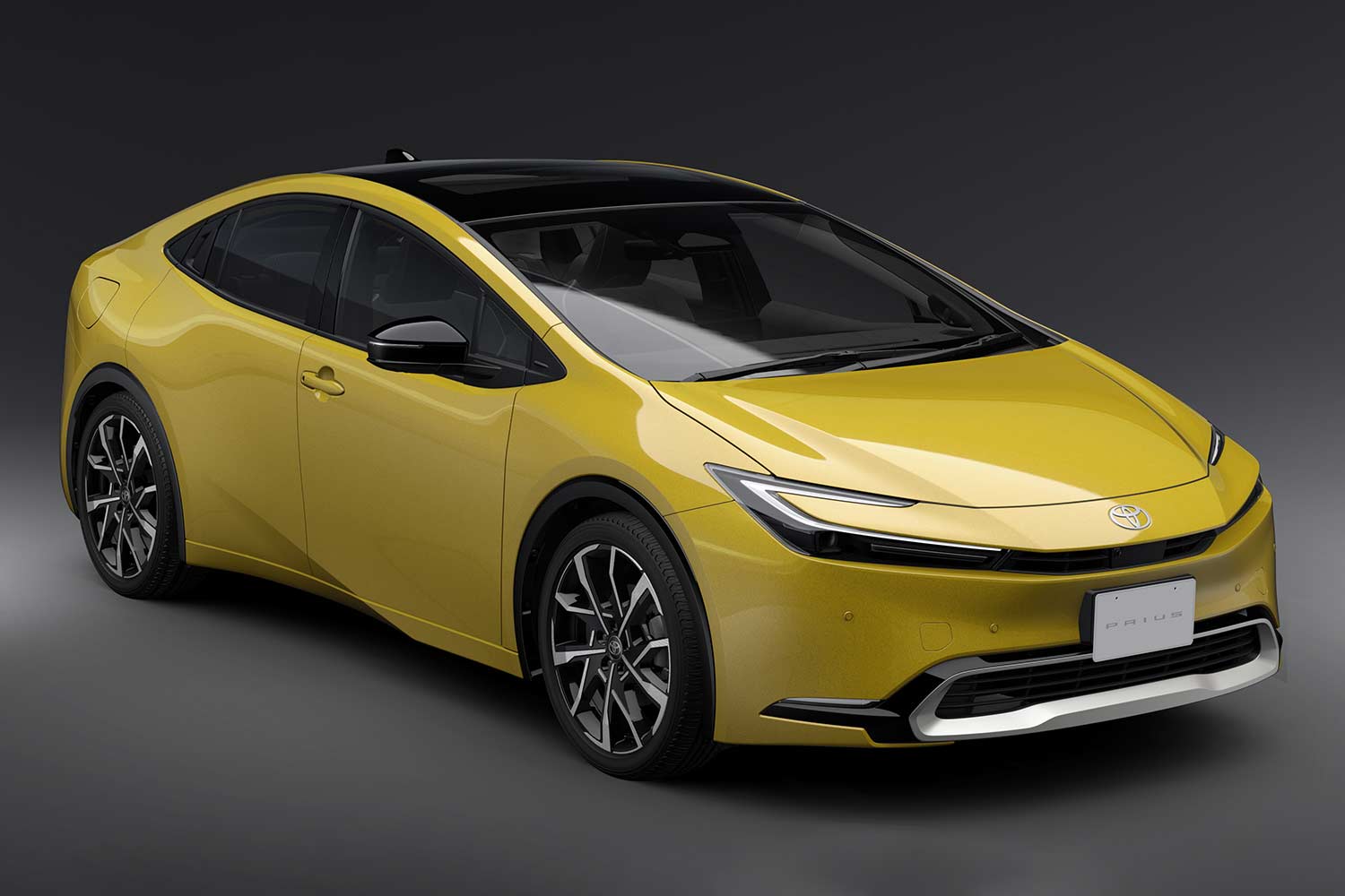 All New 2023 Toyota Prius PHEV Yellow Front Quarter AUTOBICS