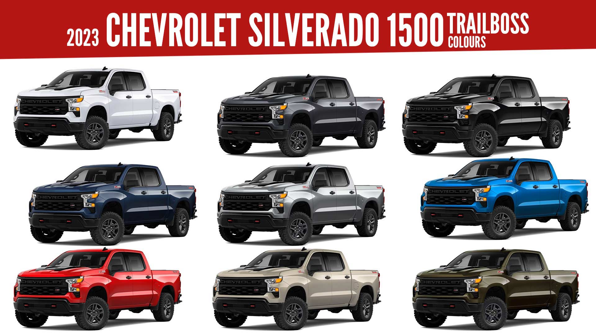 2023 Chevrolet Silverado 1500 Custom Trail Boss All Color Options