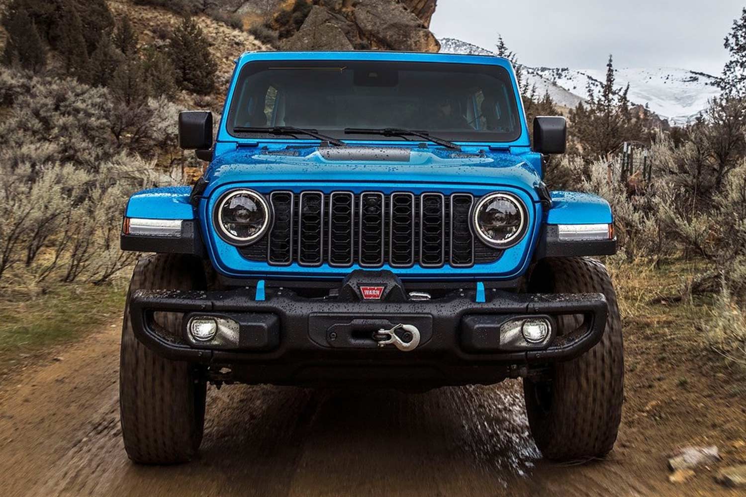 2024 Jeep Wrangler 4xe Rubicon Hydro Blue Front