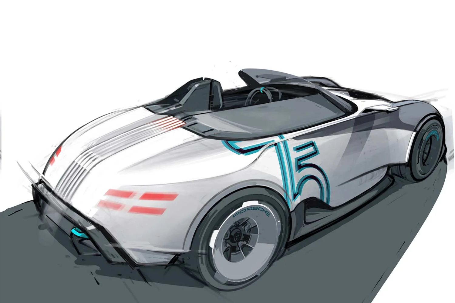 2023 Porsche Vision 357 Speedster Design Sketch Render