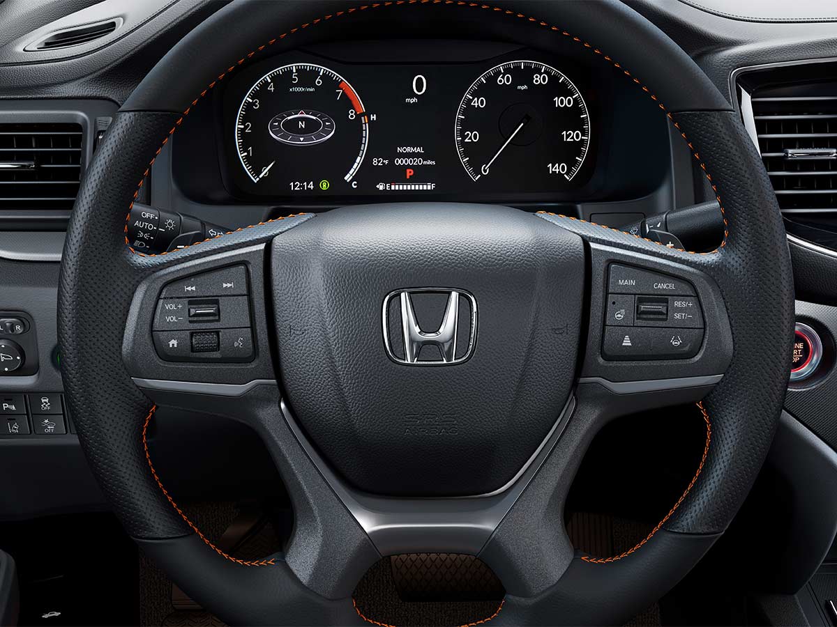 2024 Honda Ridgeline TrailSport Steering Wheel with Orange Stitches