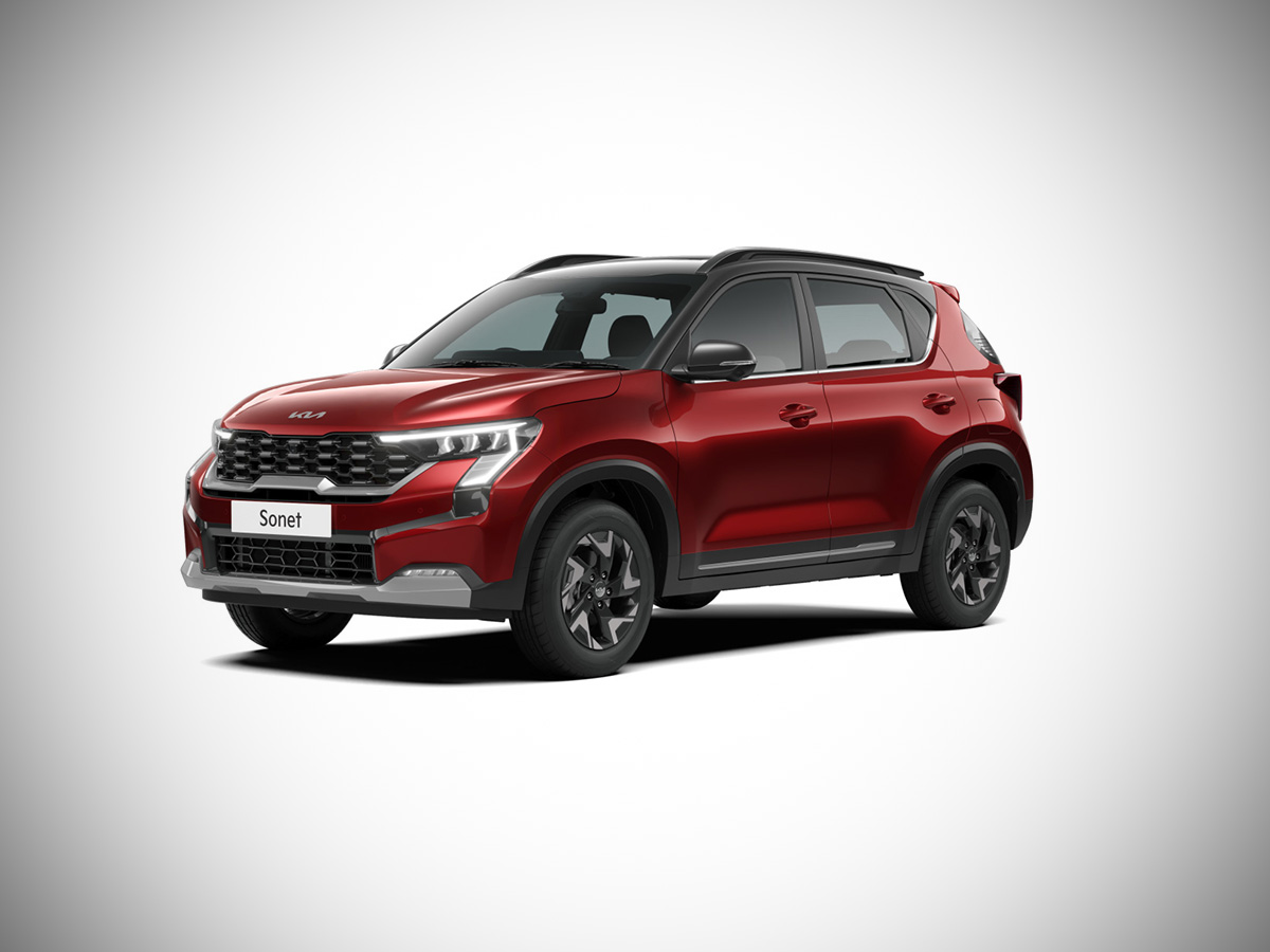 2024 Kia Sonet Intense Red with Aurora Black Pearl Dual Tone Color