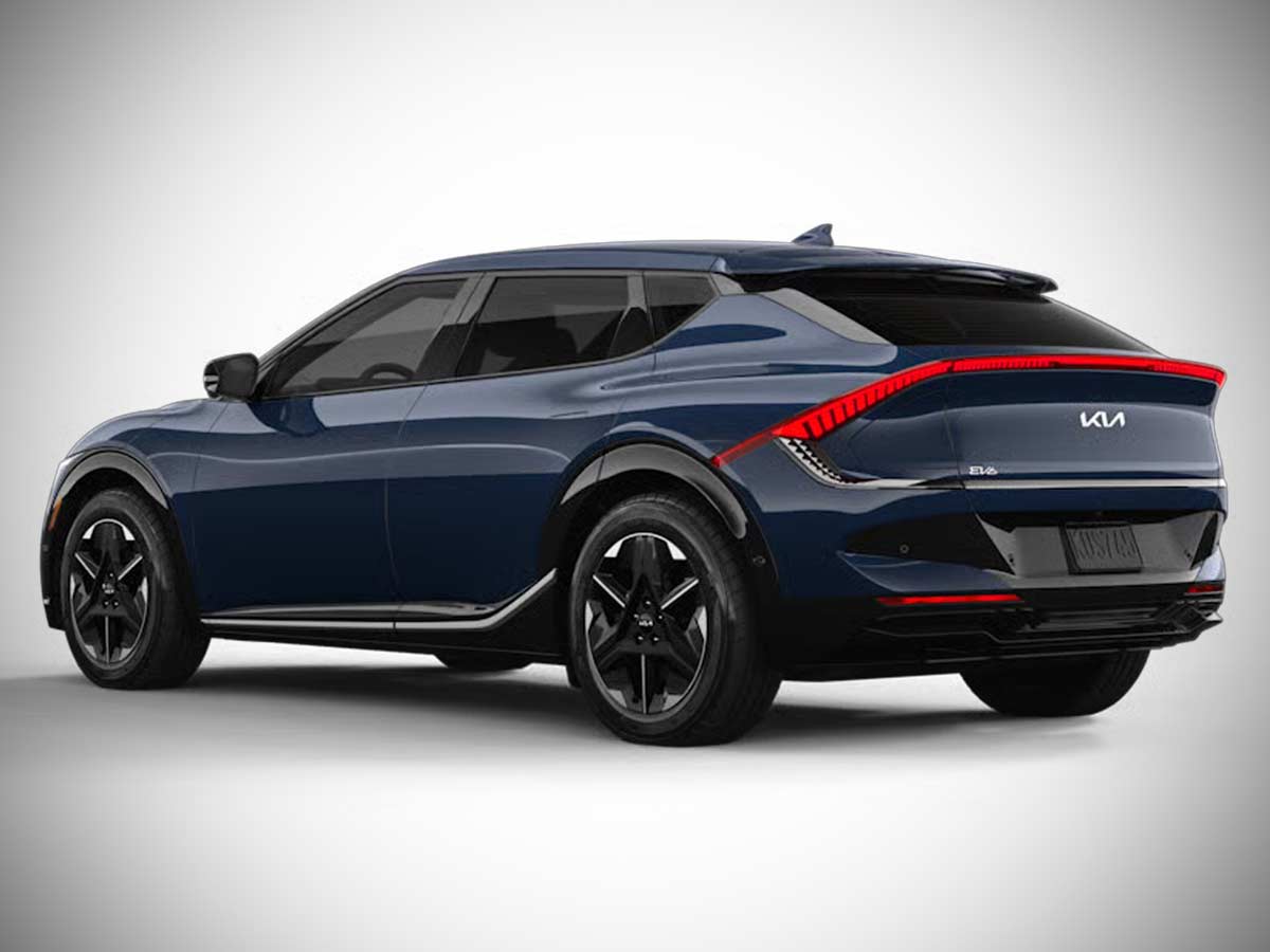 2025 Kia EV6 Wind Midnight Lake Blue Rear Quarter View