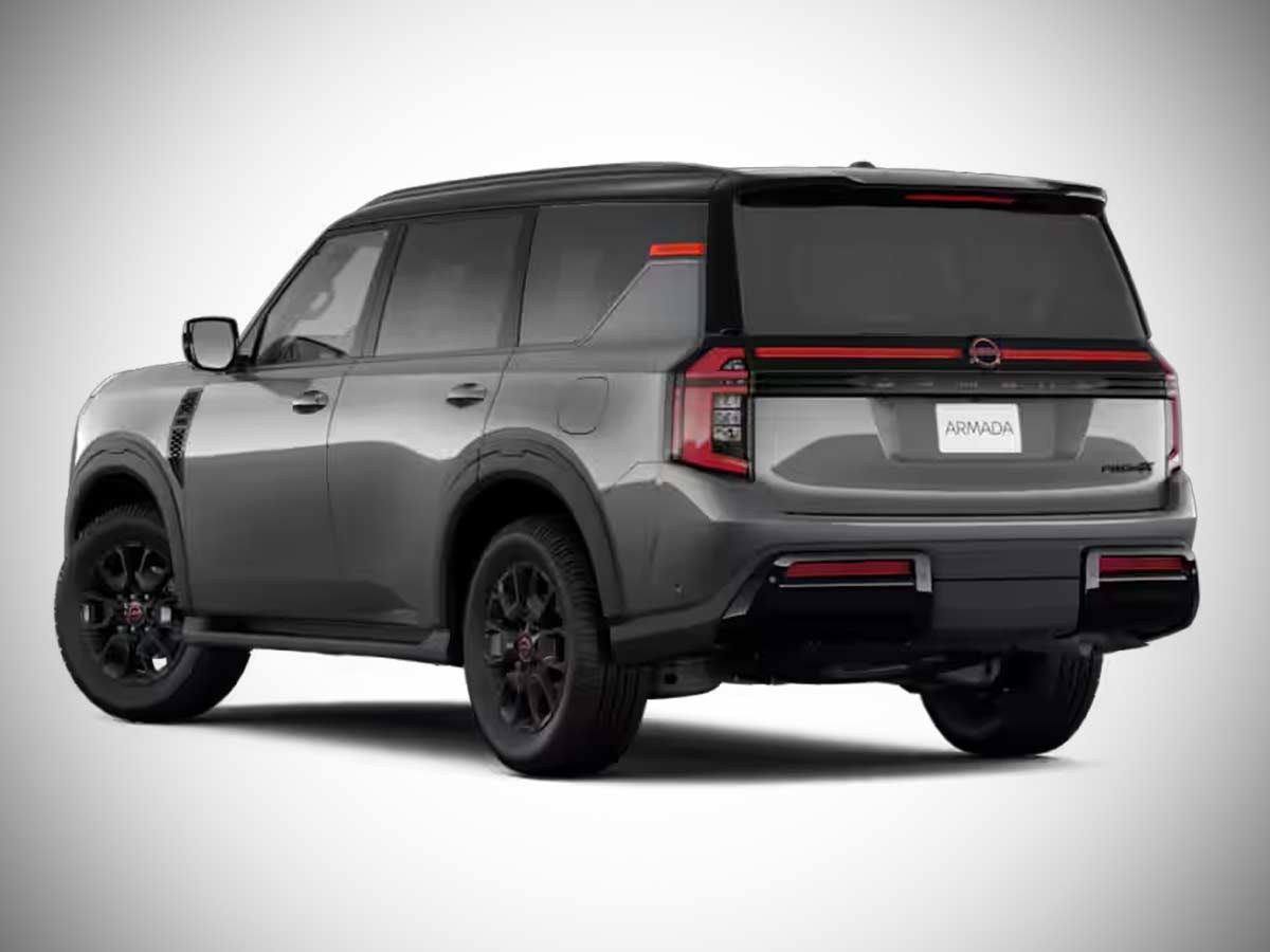 2025 Nissan Armada Pro 4X Gun Metallic With Super Black Roof Rear