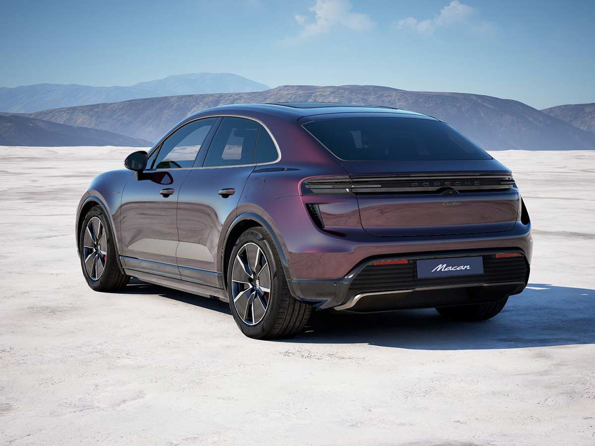 2025 Porsche Macan Turbo Electric Copper Ruby Metallic Rear