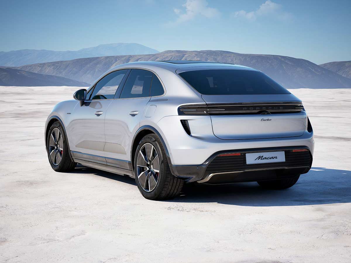 2025 Porsche Macan Turbo Electric Dolomite Silver Metallic Rear