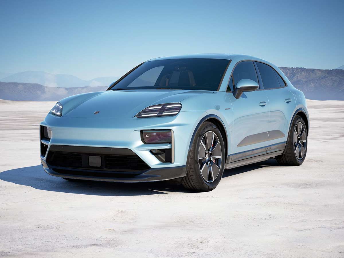 2025 Porsche Macan Turbo Electric Frozen Blue Metallic Front