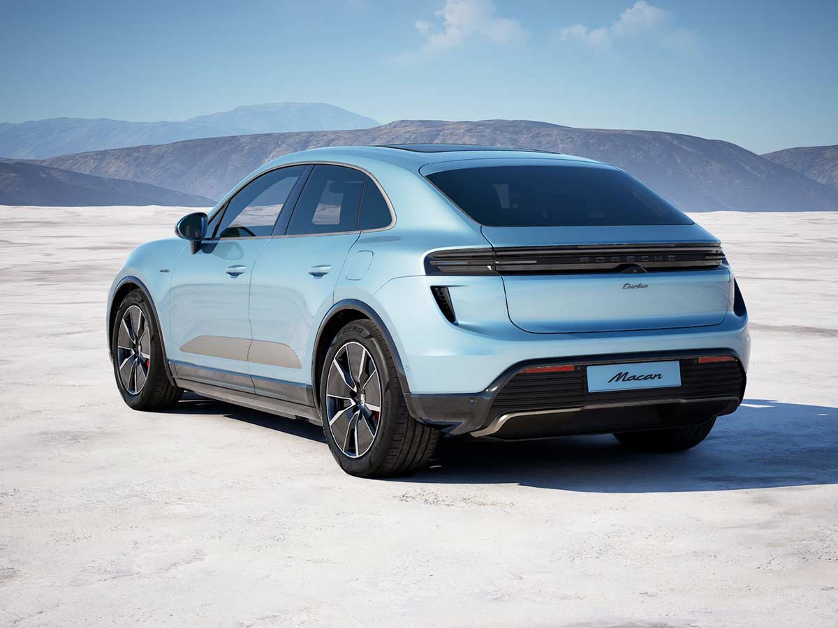 2025 Porsche Macan Turbo Electric Frozen Blue Metallic Rear