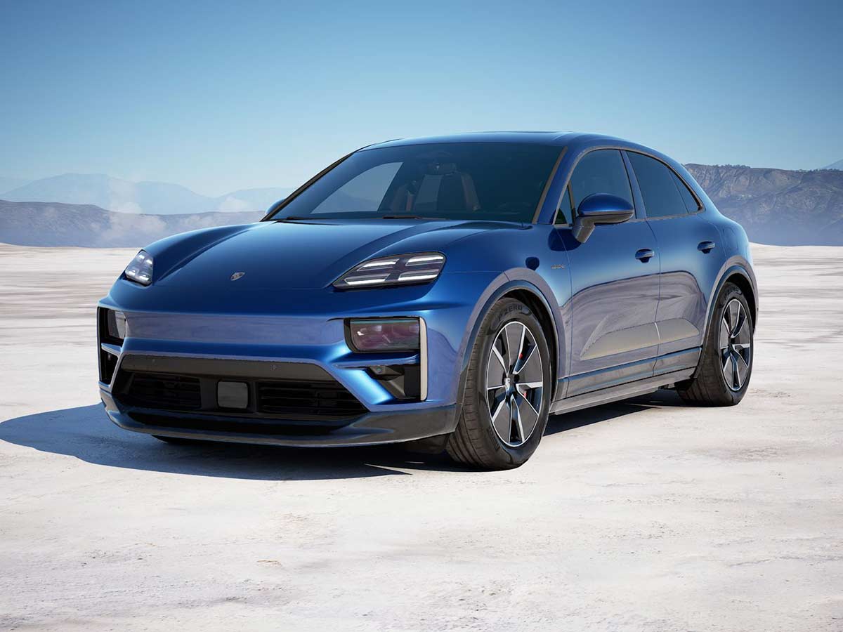 2025 Porsche Macan Turbo Electric Gentian Blue Metallic Front