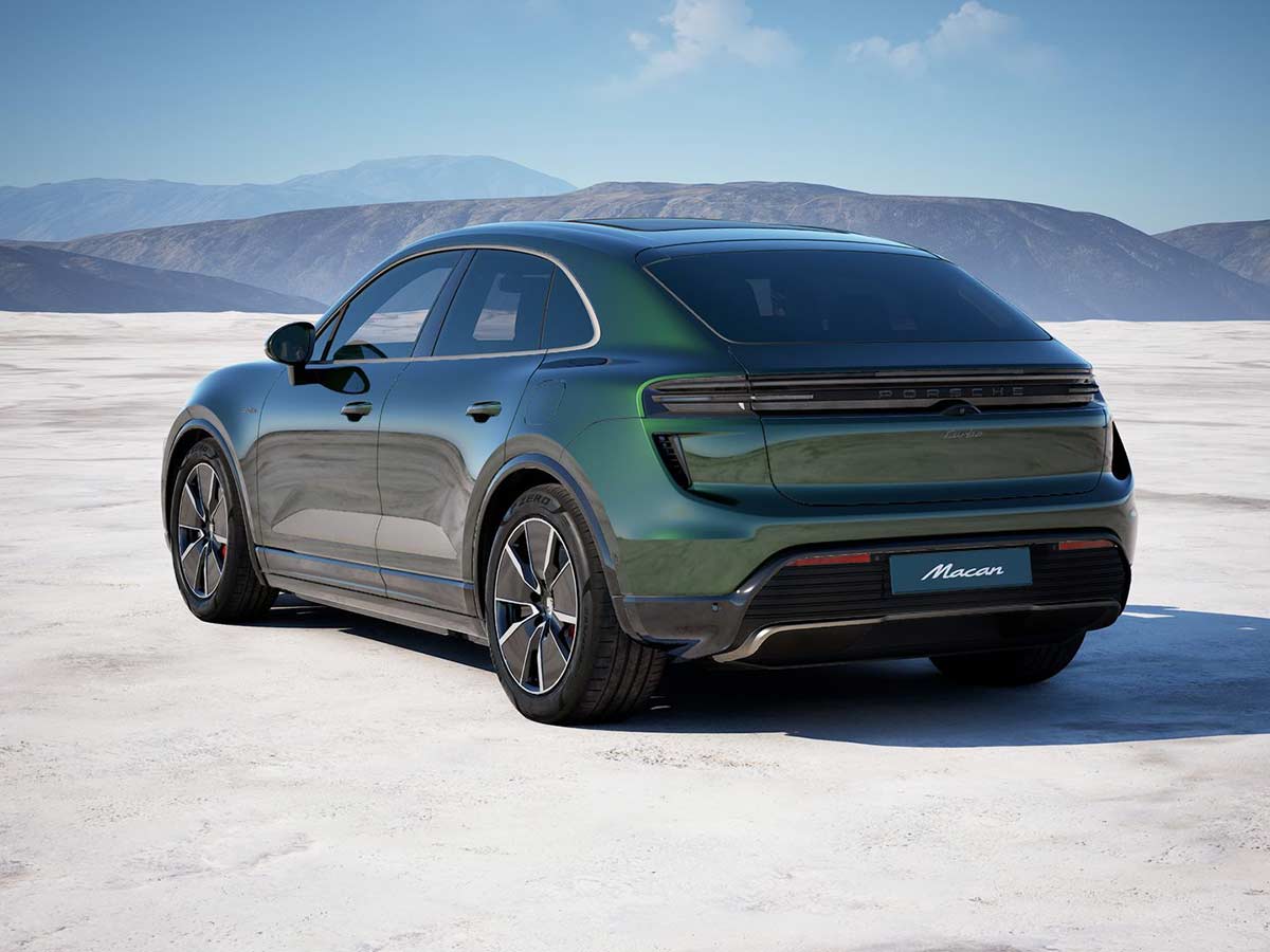 2025 Porsche Macan Turbo Electric Oak Green Metallic Neo Rear