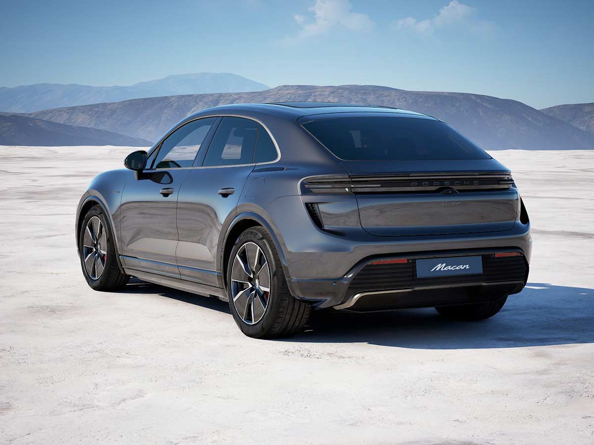 2025 Porsche Macan Turbo Electric Volcano Grey Metallic Rear