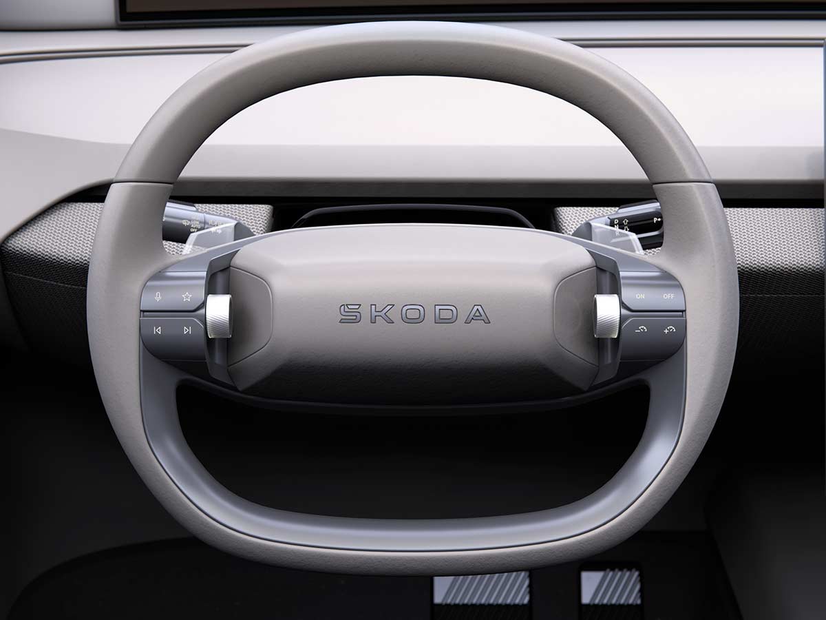 Skoda Vision O Estate Concept 2025 Steering Wheel