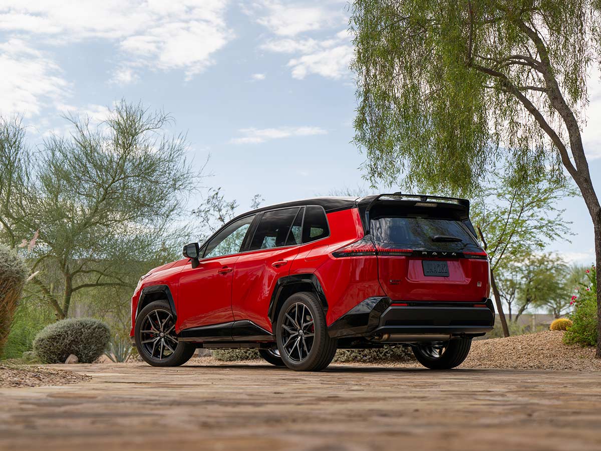 2026 Toyota RAV4 PHEV GR Sport Supersonic Red Rear Quarter