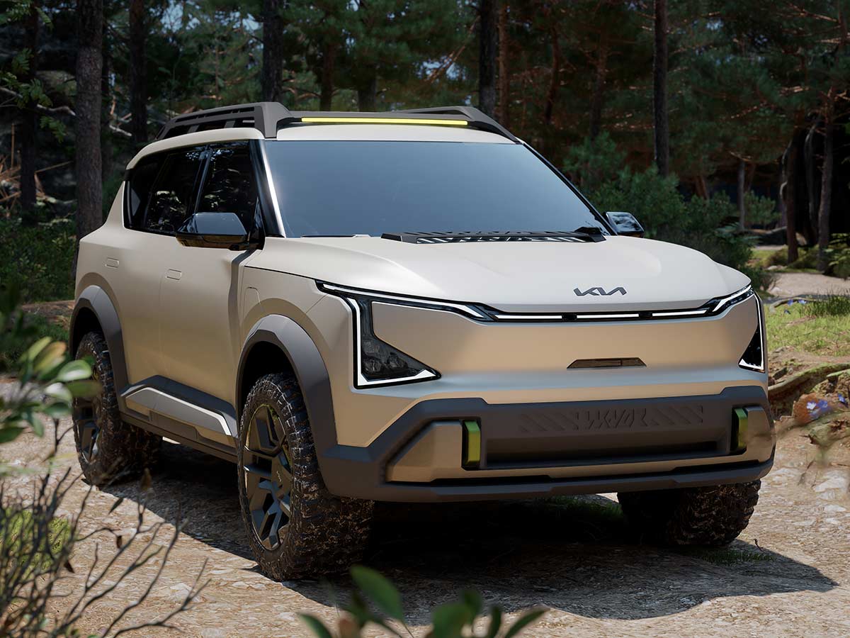 The Kia EV5 WKNDR Concept – rugged electric SUV Kia EV5 WKNDR SUV Concept Front quarter
