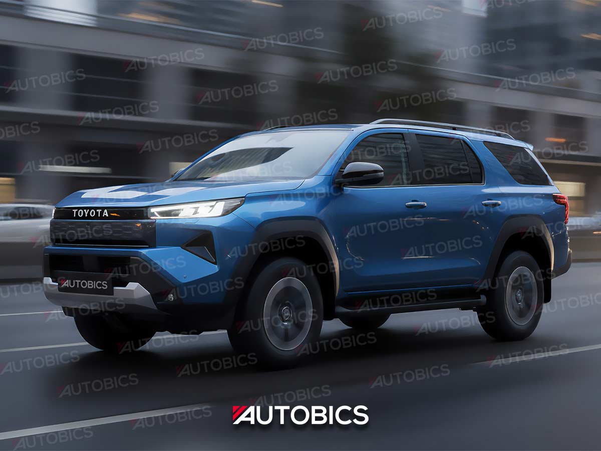 Next Gen Toyota Fortuner BEV 2026 Rendering Metallic Blue Front Quarter Performance