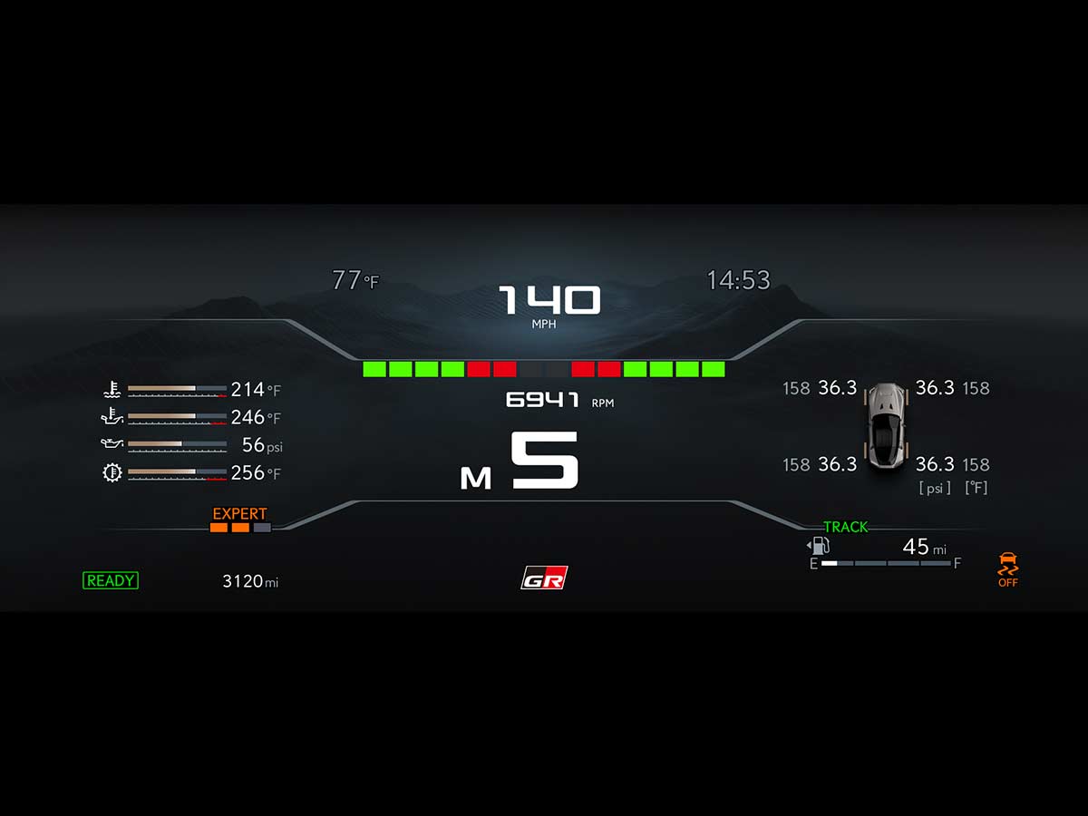 toyota gr gt v8 hybrid supercar digital intrument cluster