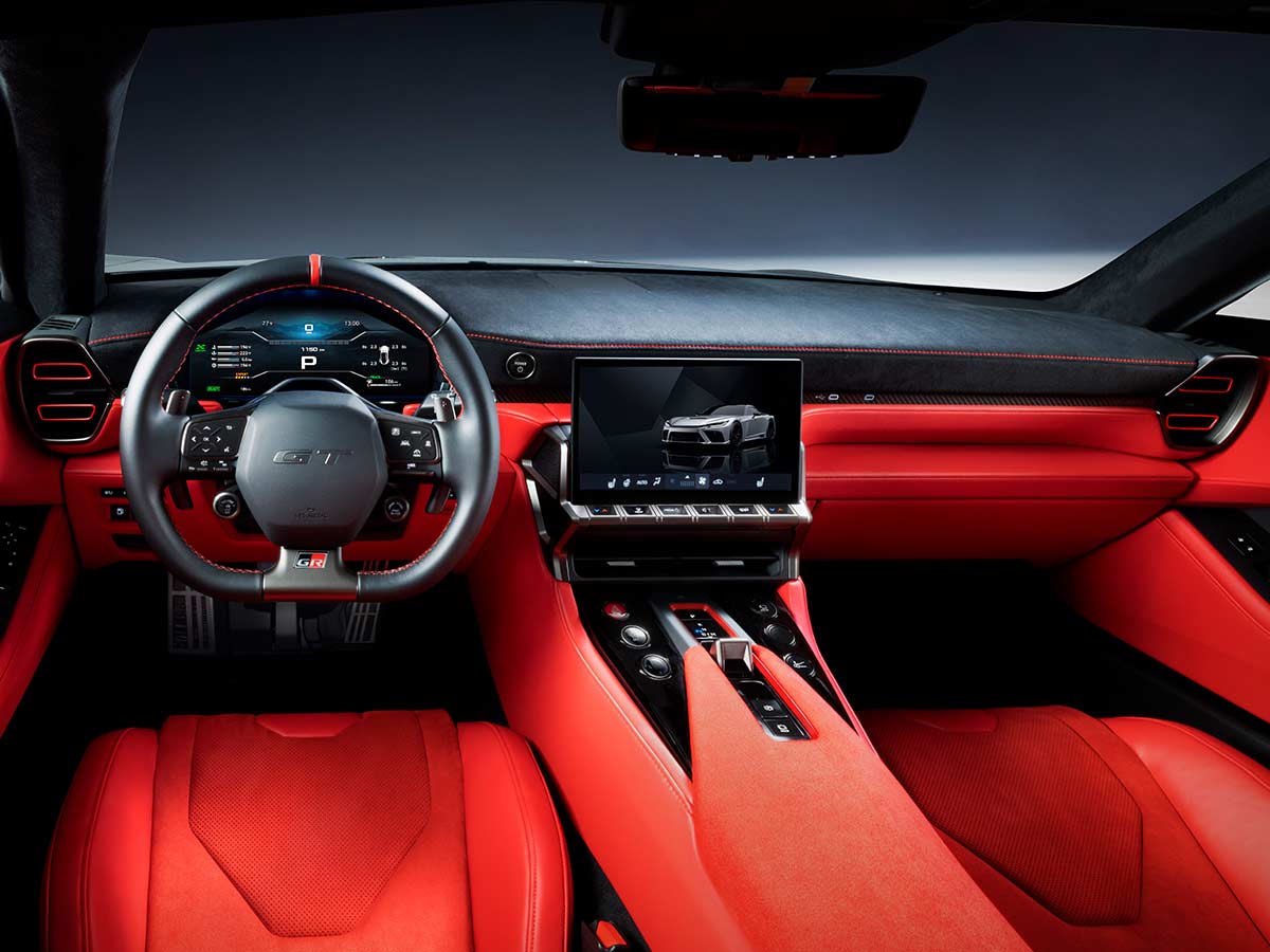 toyota gr gt v8 hybrid supercar interior dashboard
