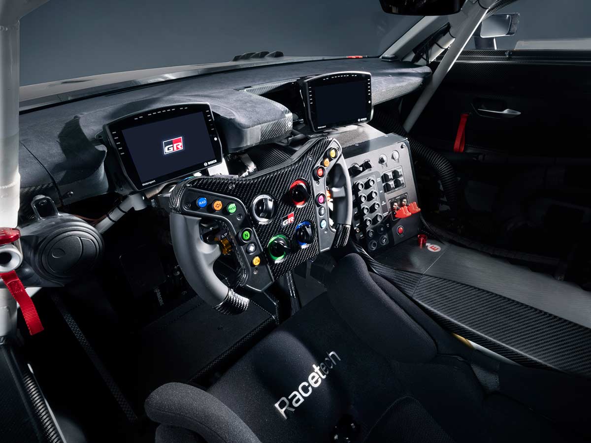toyota gr gt3 v8 hybrid racecar interior