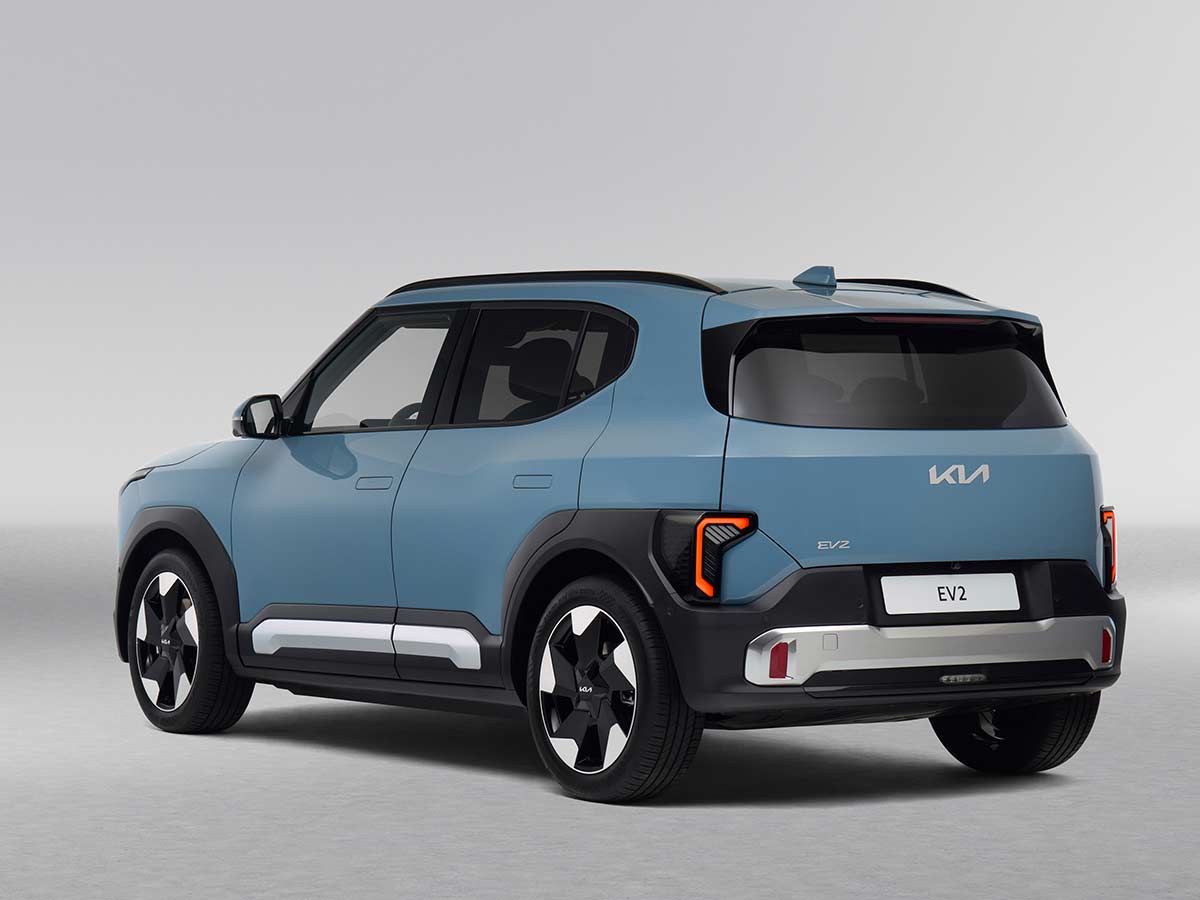 2026 kia ev2 frost blue rear quarter view